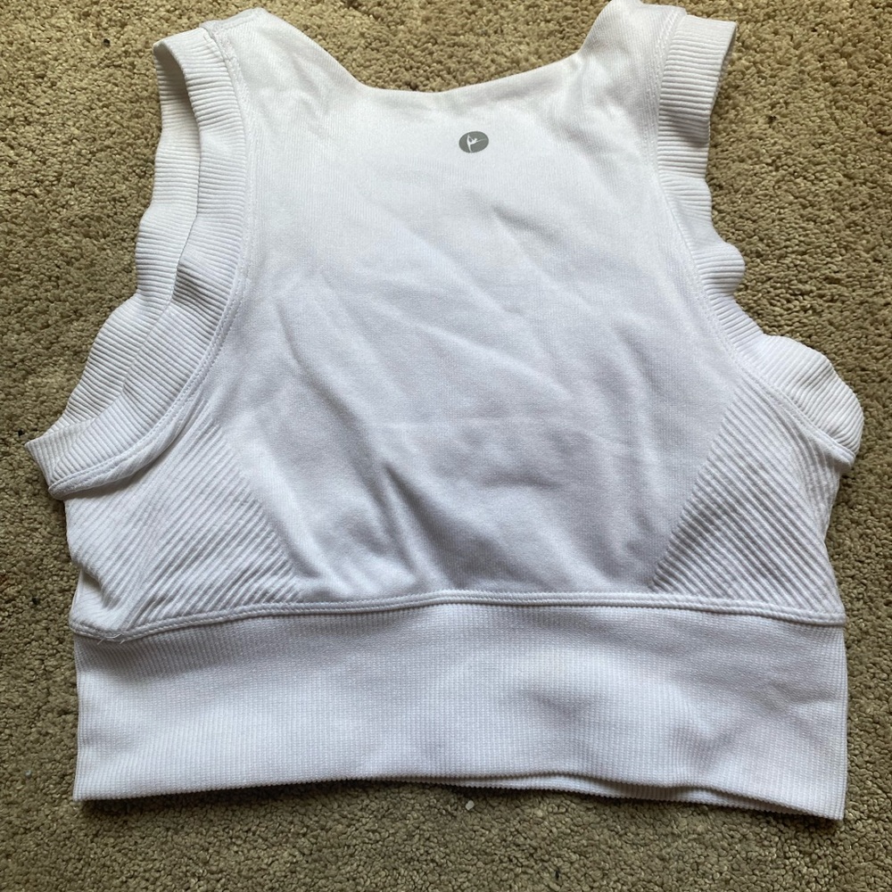 90 Degree By Reflex White Fitted Crop Tank